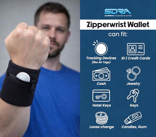 Image of Suddora Zipper Wrist Pouch - Sweatband /Wristband Wallet for Keys, ID, Cards, Cash