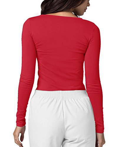 Adar Underscrubs for Women - Long Sleeve Underscrub Comfort Tee - 2900 - Red - M