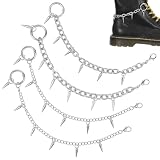 Ymapinc 4 Pcs Punk Boot Chains Goth, Goth Shoe Chains for Women, Boot Spikes Charms Spike Chain, DIY Decor for Cowboy Boots, Sneakers Punk Boots, Silver