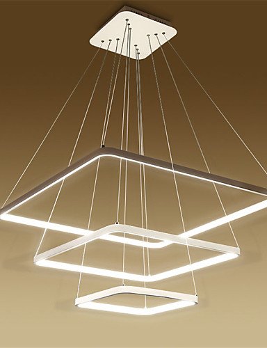 Modern Design/90W Led Pendant Light Three Rings Squareness/Fit for Showroom,Living Room, Dining Room,Office, Game Room, Warm White-110-120V [Energy Class A+]