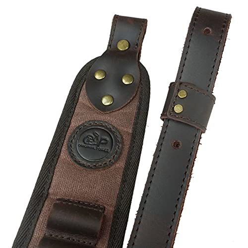 Canvas Leather Rifle Gun Sling, Padded Gun Straps With Shell Holder For .30-06 .30-30 .45-70 .233 .22Lr 12Ga (.30-06 .308 .45-70 .223, Coffee) #TOP3