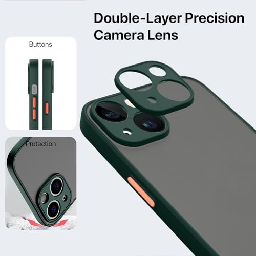 Image of Vaku Luxos Thermoplastic Polyurethane Artic Armor Back Cover For iPhone 15 Plus Slim Protective Lens Camera Shockproof Case Scratch Resistant Slim Thin Military-Grade Protection-Green