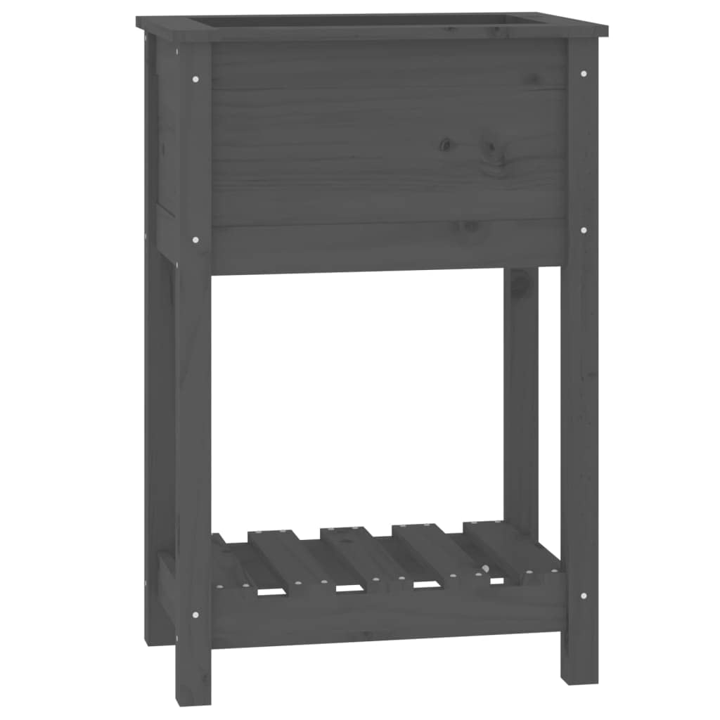 Hothingwell Blumenkasten mit Regal, Grau, 54 x 34,5 x 81 cm, Massivholz