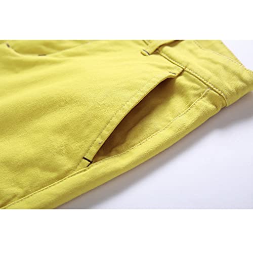 Basadina Boys Pants Uniform School Chino Pant Fitted With Adjustable Waist For Kids 4-14 Years Old Light Yellow #TOP2