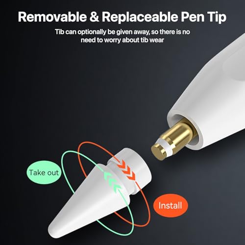 Image of eller sante Universal Stylus Pen for Touch Screen Devices Compatible with Android, iOS, Tablets & Smartphones iPad Pencil Power Display Tilt Sensitivity Magnetic Adsorption- White