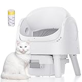 Automatic Litter Box, Open-Top Self Cleaing Litter Box with Safety Sensors and 10 L Waste Container, Suitable for Multiple Cats, White