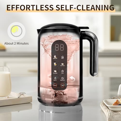 Image of Nut Milk Maker Machine, 42oz, 8 in 1 Silent Automatic Nut Milk Machine, Homemade Soy Milk, Oat, Puree, Almond Milk Maker with Delay Start /Keep Warm /Boil Water /Self-Cleaning, Black