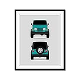 Jeep Wrangler TJ Inspired Poster Print Wall Art Decor Handmade (Front and Rear) (Unframed)