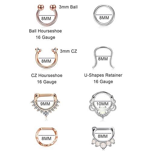 Finrezio 16Pcs 16G Stainless Steel Septum Piercing Nose Rings Hoop Tragus Cartilage Retainer Body Piercing Jewelry #TOP2