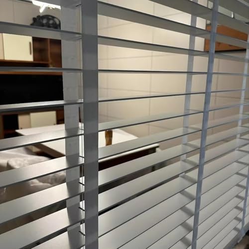 Cordless 2" Wooden Venetian Blinds for Windows, Blackout Privacy Shades Horizontal Window Blinds for Inside/Outside Mount – Custom Sizes 24" 32" 35" 46" 54" 66" 72"(Gray)
