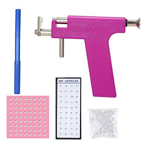 Anself Juego de Pistola para Perforar la Oreja Juego de Pistola para Perforar el Cuerpo de la Nariz del Oído de Seguridad con 98 piezas de Pendientes Cover