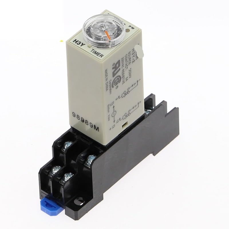 Timer DPDT con manopola girevole e ritardo di accensione da 0 a 10 minuti, 380 V AC, relè tempo H3Y-2 con base di presa.