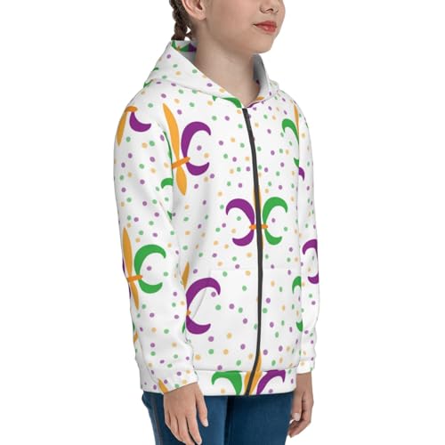 Mardi Gras Carnival1 Kid Hoodies Boys Zip Up Sweatshirts Girls Pullover with Pocket4