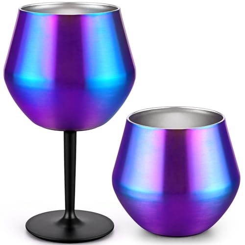GINGPROUS 1 Pack Stainless Steel Wine Tumbler, 14oz Stainless Steel Wine Goblet with Detachable...