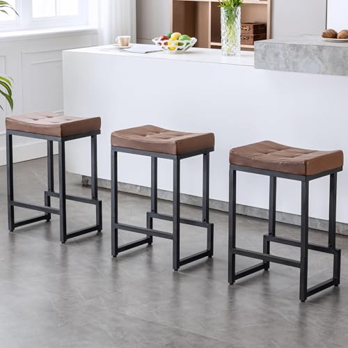 Image of FIRAVOE Bar Stools Set of 3, 24 Inch Backless Modern Counter Height Stools