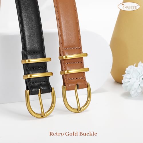 JASGOOD 2 Pack Women Leather Belt for Jeans Pants Fashion Ladies Belts for Dresses3