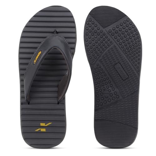 Image of SPARX Men SFG-99 Dark Grey Golden Yellow Flip Flops (Size - 6)