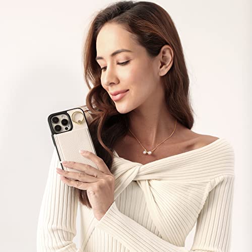 Keallce Case For Iphone 13 Pro Max 6.7'', Detachable Crossbody Wallet Case With Rfid Blocking Card Holder, 360°Stand Ring, Flip Leather Phone Cover Lanyard Shoulder Women For Iphone 13 Pro Max, Beige #TOP7