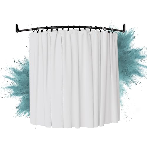 Erica Barras para Cortinas de Ducha Curvadas de 140x140cm, Barra para Fijar a la Pared de la Bañera, sin Fijación al Techo, Revestimiento Pulverizado Negro, 100% Inoxidable