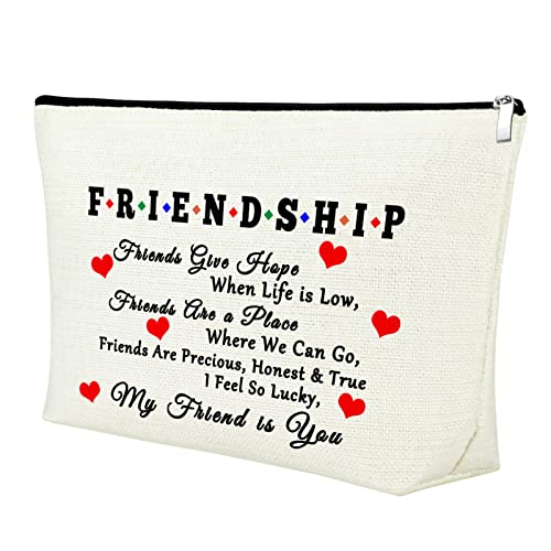 Best Friend Makeup Bag Gift for Women Friend Unique Birthday Gifts for Friends Female Teen Girls Friendship Gifts for Women Friends Christmas Graduation Gifts for BFF Travel Toiletry Bag