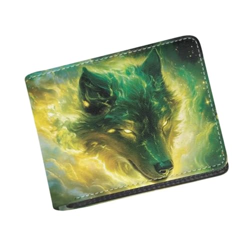 Image of Coldinair Wolf Boys Wallets for Kids 9-12 Green Cool Wallet for Teen Boys Leather Bifold Wallet Credit Card Cash Id Holder Purse Coin Pocket Id Window for Men Boy Male Youth Guys