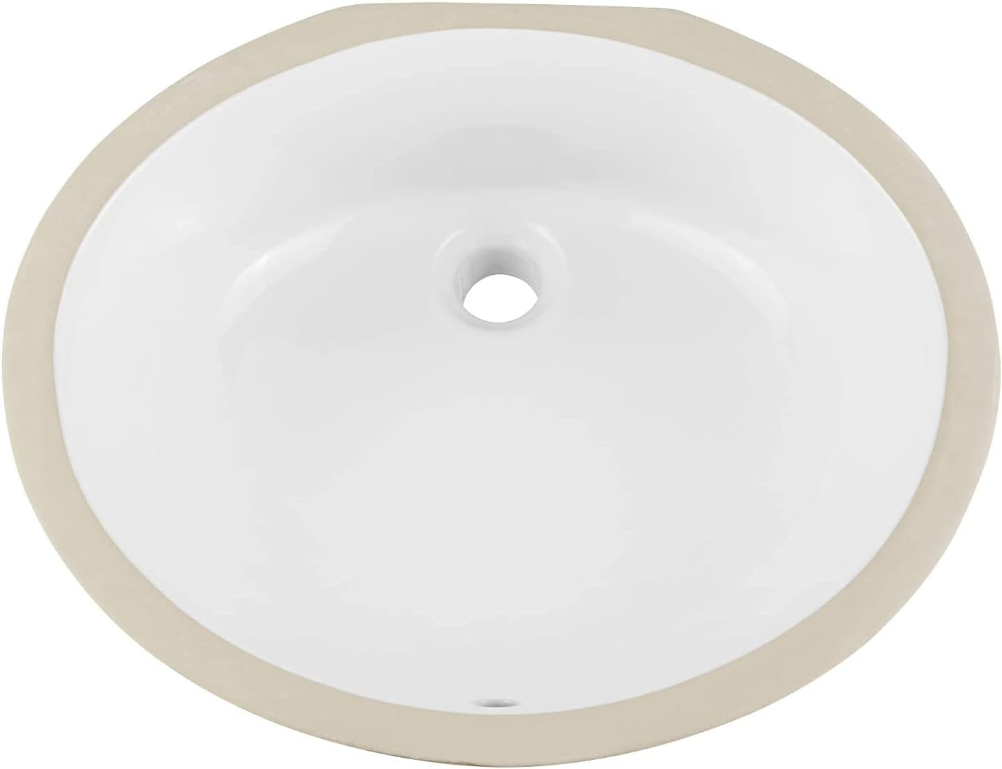 Oaker 1714 Oval Undermount Bathroom Sink in White Color Cutout size17"x14", cUPC Certified Ceramic under counter Vanity Lavatory Sink with Overflow