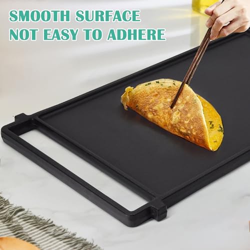 Image of Hiorucet WB31X24998 Cast Iron Griddle Replacement for GE Gas Stove Griddle Plate, JGBS66REKSS Reversible Griddle Flat Top Pan for GE Appliance Gas Range Parts.