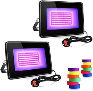 2 Pack 30W UV Flood Black Light, IP67 Waterproof High Power LED Black Lights with Fluorescent Tape, 395nm-405nm Blacklight with 3.9ft Cable and Plug for Stage Lighting, Club, Aquarium, Body Paint.etc.