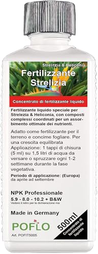 POFLO Fertilizzante Strelitzien Fertilizzante Helikonien, fertilizzante liquido Premium della linea Profi (500 ml)