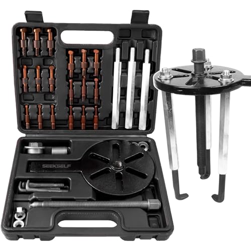 SEEKSELF 21-in-1 Bearing Puller Set for Internal External Bearings, Blind Hole Bearing Extractor, 3-Jaw Hook Puller, Bearing Removal Tool, Black