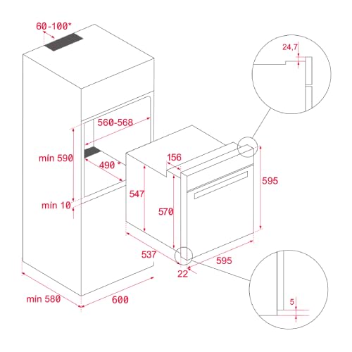 TEKA Horno Multifunción 60cm EasySteam 3 Temperaturas, 9 Funciones, Hydroclean PRO, Touch Control, 71/70L, HLB 8408 BK