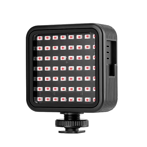 Vroomoto Luz de Visión Nocturna IR Cámara de Luz Fotografía Infrarroja IR 56 LED 850NM Brillo Ajustable 2200mAh 3 Soportes Zapata Fría 1 Hilo 4 Pulgadas para Videocámara