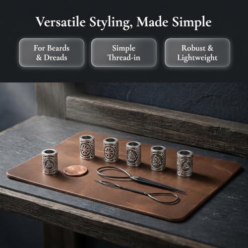 Naseom Perle de Barbe Viking Homme Perle à Barbe pour Tresses et Dreadlocks – vue 7