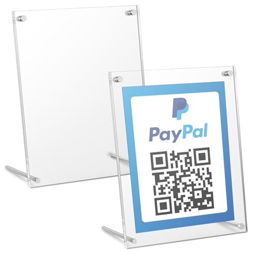 Kevenal QR Code Signs, 6 x 8 Inch Clear QR Code Menu with Metal Stand, Cash App Acrylic Holders - 2 Packs