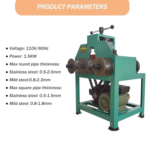 HayWHNKN Pipe Tube Bender Electric Tube Roller Bender 9 Round and 8 Square Die Set Multi-function Pipe Bender Machine Steel Bar Tube Ring Roller Bender 110V 1.5KW