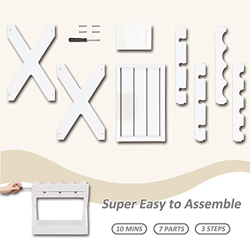 Korvos Countertop Wine Racks With Glass Holder，4 Bottles Small Wine Rack,High-Density Pe Tabletop Wine Bottle Holder For Kitchen, Living Room, Wine Cellar,Bar(White Color) #TOP5