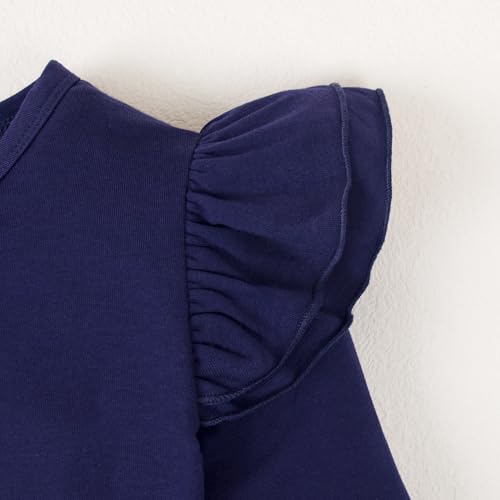 Image of Magic Park 1-14Y Toddler Ruffle T Shirt Girls Solid Color Blouse Kids Girl Short Long Sleeve Tops Casual Tee