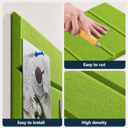 Image of Quiet Canvas Parallel Pinboard, 1x1 ft, Pack of 6, 50 PushPins, (Green)