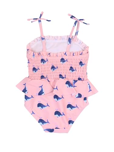 Image of RuffleButts Girls UPF50+ Sun Protection Peplum Smocked Bodice /Tulle Skirted One Piece Swimsuit