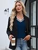 Suéteres elegantes de escote en V para mujer LOMON, manga larga, tejido ligero, tops de otoño 8