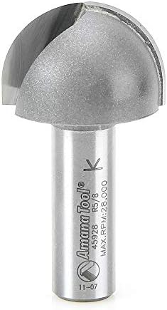 Amana Tool - 45928 Carbide Tipped Core Box 5/8 Radius x 1-1/4 Dia x 3/4 x 1/2 Shank
