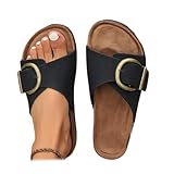 ticticlily Claquettes Femme Mules Femme en Cuir élégantes avec Lanières Boucles Réglables Confortable avec Voûte Plantaire en Liège Mules et Sabots A Noir 35 EU