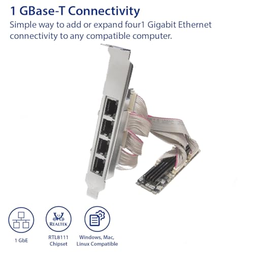 Image of IO CREST 4 Ports Gigabit M.2 M+B Key Ethernet Card SI-PEX24092