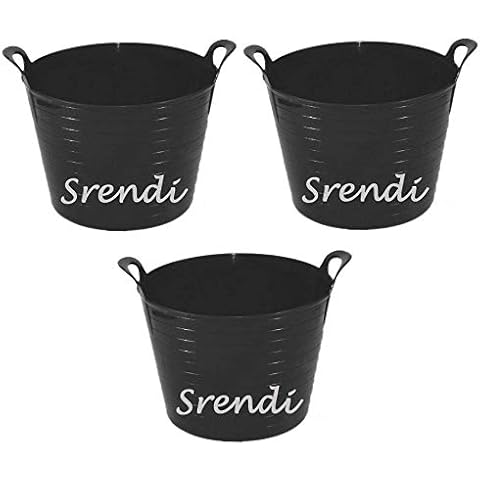 Easy Shopping 3 x 26 Litre Flexi Tub Garden Home Flexible Colour Rubber Storage Container Bucket Polyethylene Flex Tub- MADE IN U.K Cover
