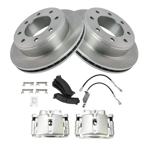 Image of TRQ Rear Brake Pad & Rotor Kit Ceramic Compatible with 2002-2003 Chevrolet Silverado 2500 Silverado 2500 HD GMC Sierra 2500 Sierra 2500 HD
