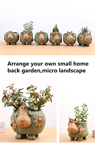 Nan Wind Small Succulent Pots,Succulent Garden Planters,Handicraft Creative Flower Decoration Ornaments,Sheep Ceramic Planter Succulent With Drainage,Suitable For Flower Shops,Home Life,Cafes #TOP4