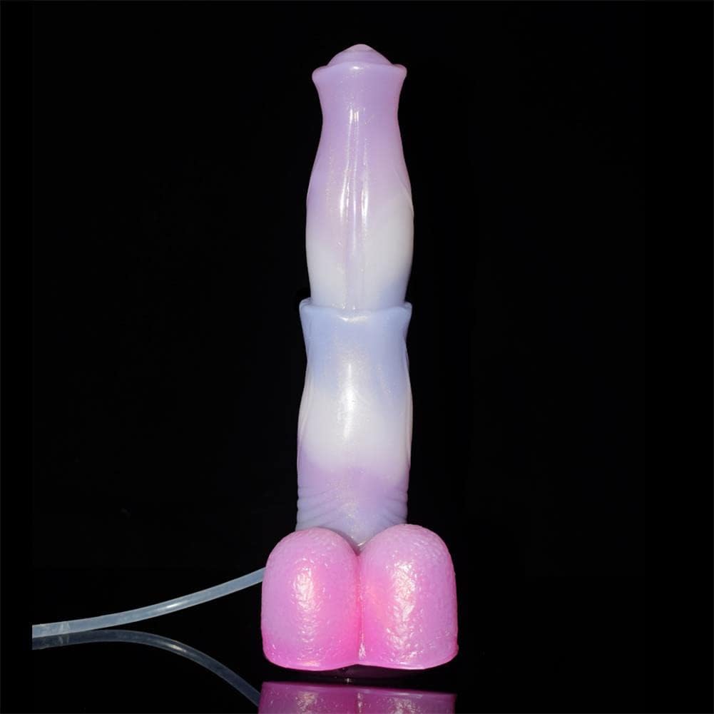 Realistic Squirting Dildo Ejaculating Animal Horse Dildos Anal Butt Plug Adult Sex Toy for Women for G Spot - Sea Jelly Color