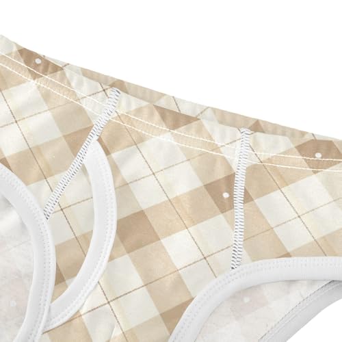 KLL Check Pattern Beige White Boys Toddler Comfort Nighttime Underwear Breathable Undies4