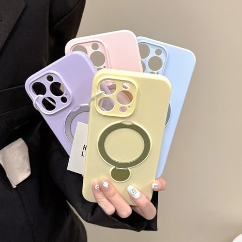 DDBE iPhone 15用ケース シリコン MagSafe対応 リング付き スタンド付き シンプル いphone15 スマホケース カメラ保護 あいふおん15 カバー マグネット搭載 ワイヤレス充電対応 耐衝撃 可愛い おしゃれ 韓国