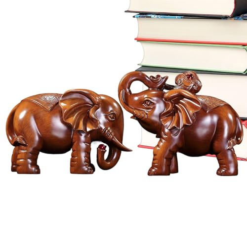 Figurine éléphant en bois pour déco de bibliothèque - 2